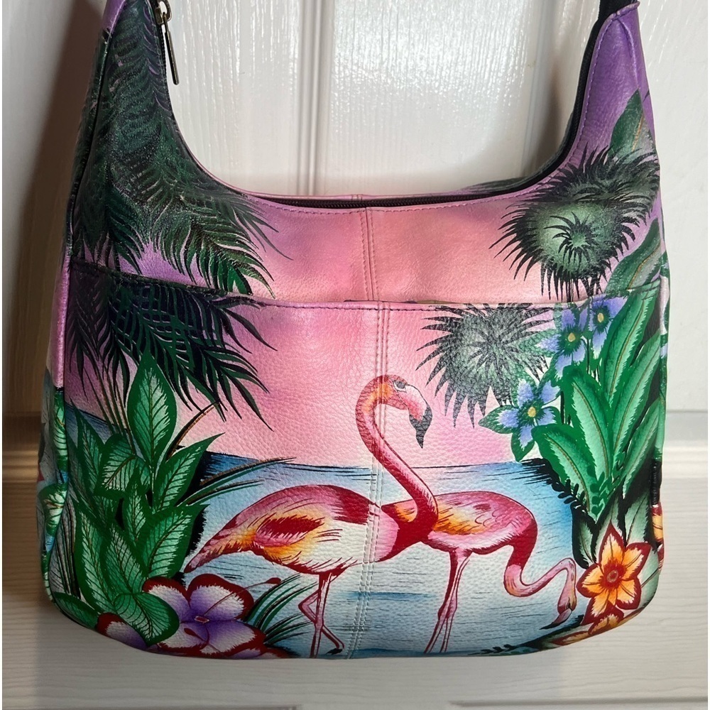 ANUSCHKA 🌷ANNA BY ANUSCHKA LEATHER HAND-PAINTED TRIPLE COMPARTMENT SATCHEL